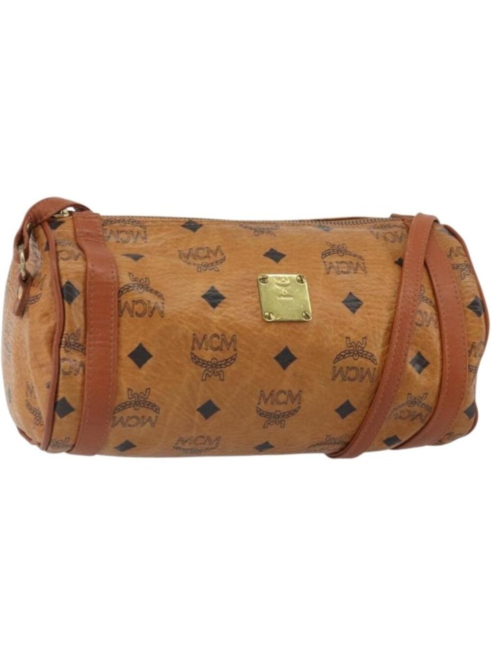 MCM Logogram Vicetos Shoulder Bag PVC Brown Gold